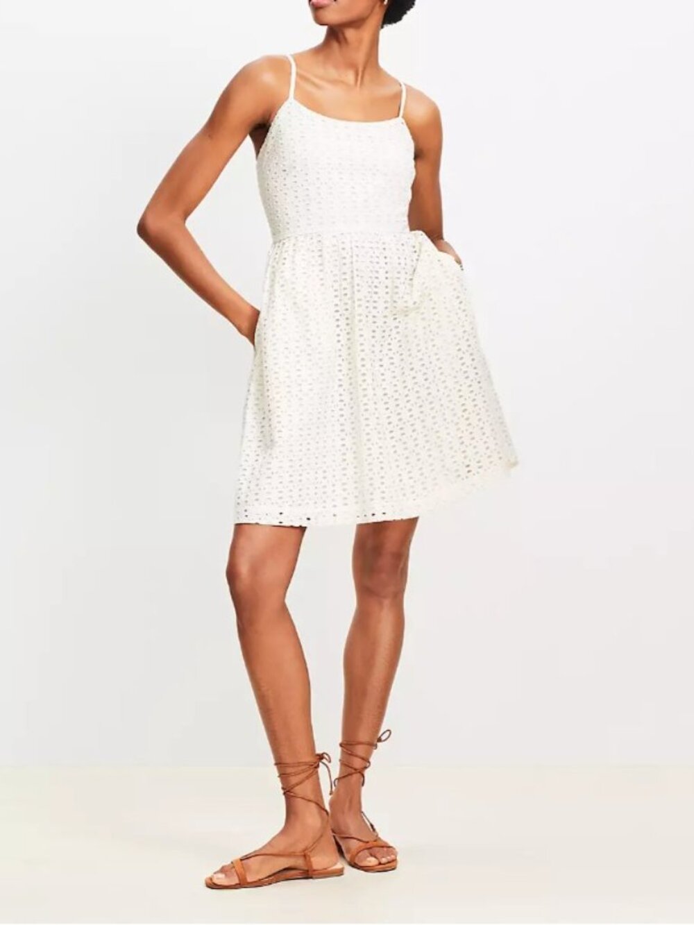 LOFT eyelet dress - cream - 12 - NWOT